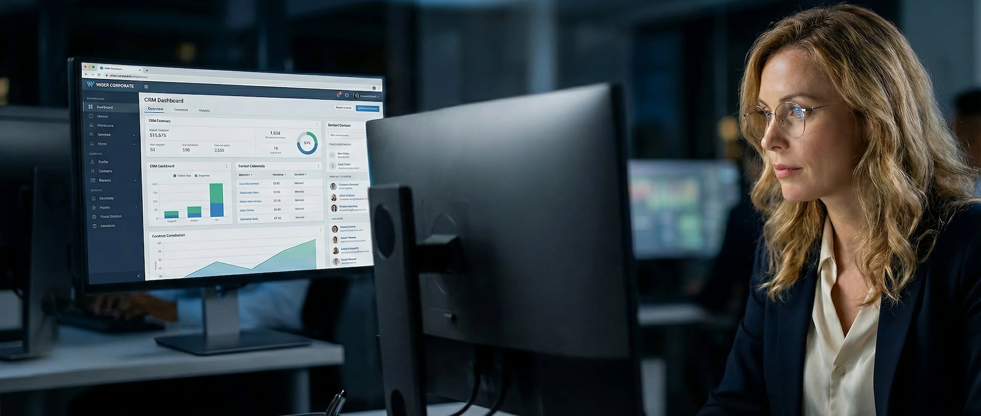 Escritório moderno com tecnologia de comunicação empresarial inteligente